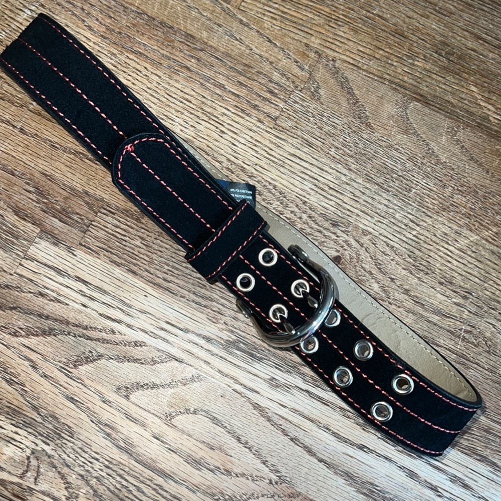 Urban Outfitters Woman’s S Black and Red Belt with Chrome Buckle